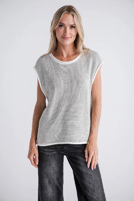 In February Contrast Rolled Edge Sweater Vest Tough Women's Military - inspired