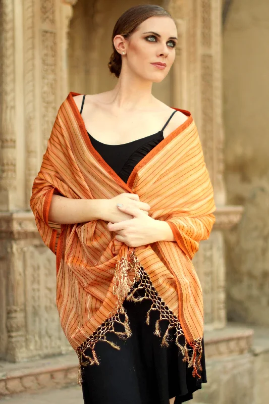 India Sunset Cotton and silk shawl Athletic Women's High - 