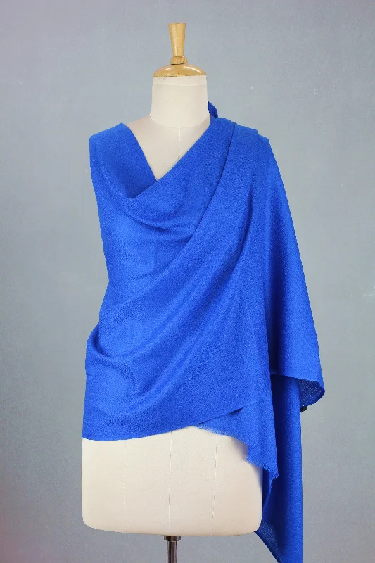 Kashmiri Diamonds in Blue Royal Blue Hand Loomed All Wool Shawl Made in India Athletic Women's Kashmiri Diamonds in Blue Royal Blue Hand Loomed All Wool Shawl Made in India Athletic Women's