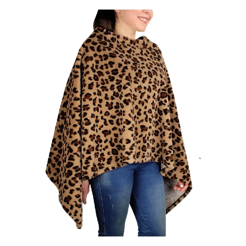 Leopard Lauren Faux Fur Poncho Classic Women's Tweed