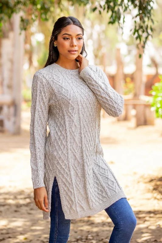 Long Lines in Grey Baby Alpaca Grey Tunic Sweater Dress Scandinavian