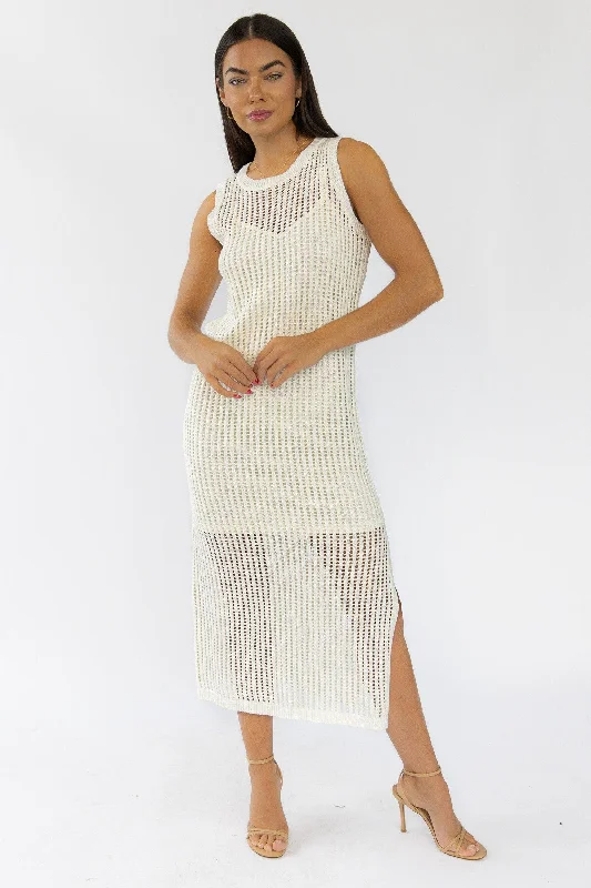 Mattie Cream Crochet Knit Maxi Dress - Final Sale Luxurious Women's High -  end