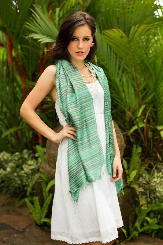 Mint Melody Fair Trade Silk Shawl Unique Women's Upcycled