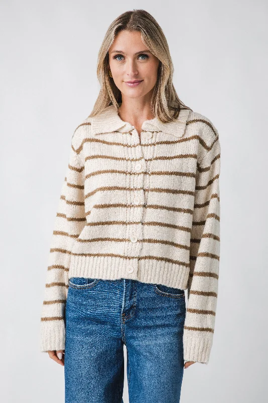 Miou Muse Buttondown Striped Knitted Cardigan Sharp Women's Italian