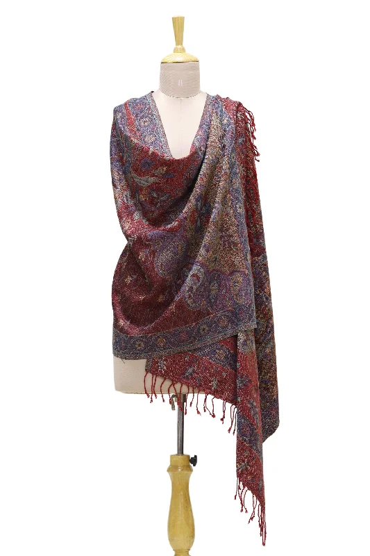 Paisley & Floral Grandeur Viscose Blend Floral and Paisley Shawl from India Scandinavian