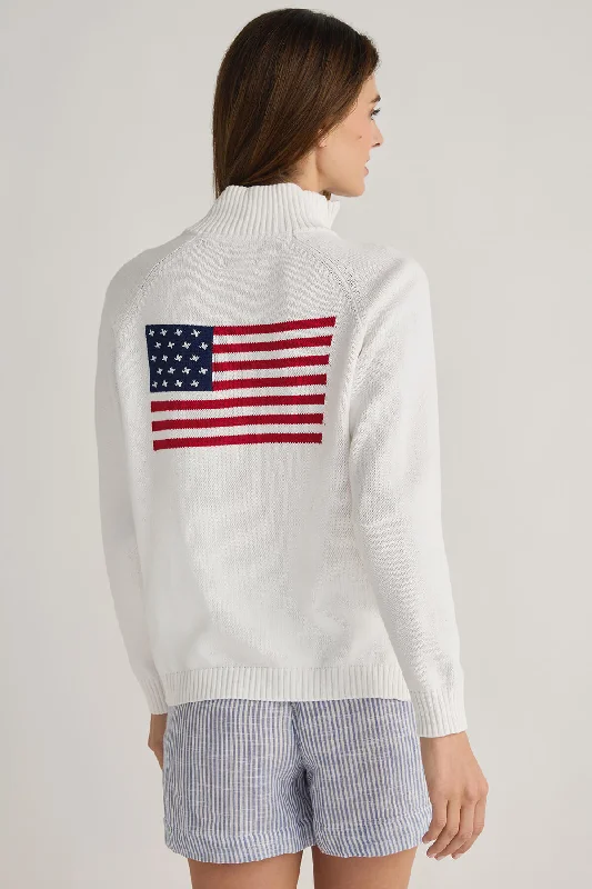 Pink Pineapple 1/2 Zip Flag/Heart Boxy Sweater Dapper Women's Bow - adorned