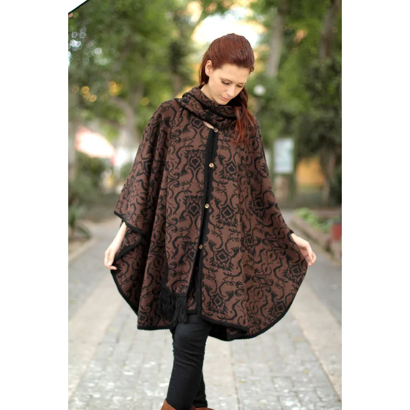 Piura Flora Alpaca Blend Ruana Cloak Poncho Monochromatic All - in - one