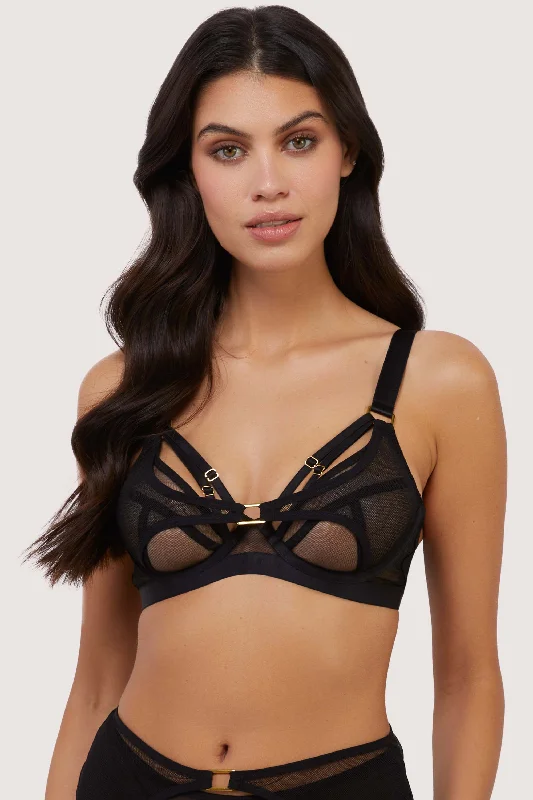 Holland Strappy Fishnet and Mesh Plunge Bra Vacation