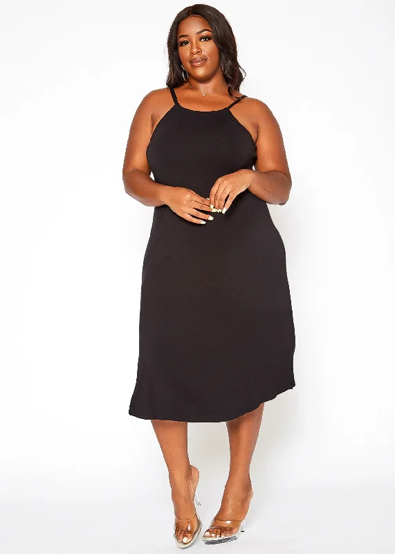 Plus Women's Basic Haltered Dress Relaxed Women's Beachy