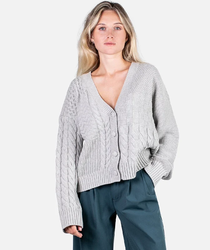 Quincy Patchwork Cardigan - Grey Sustainable Organic