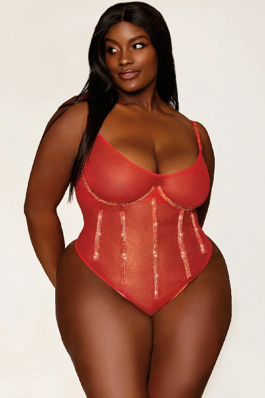 Rhinestone High-Cut Teddy Trendy Women's 