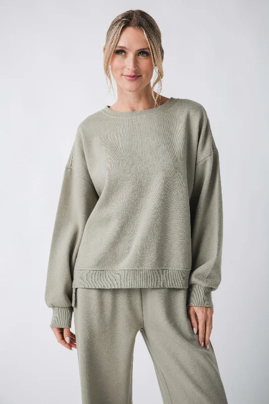 Risen Oversized Step Hem Crewneck Sweatshirt Confident Women's High - fashion