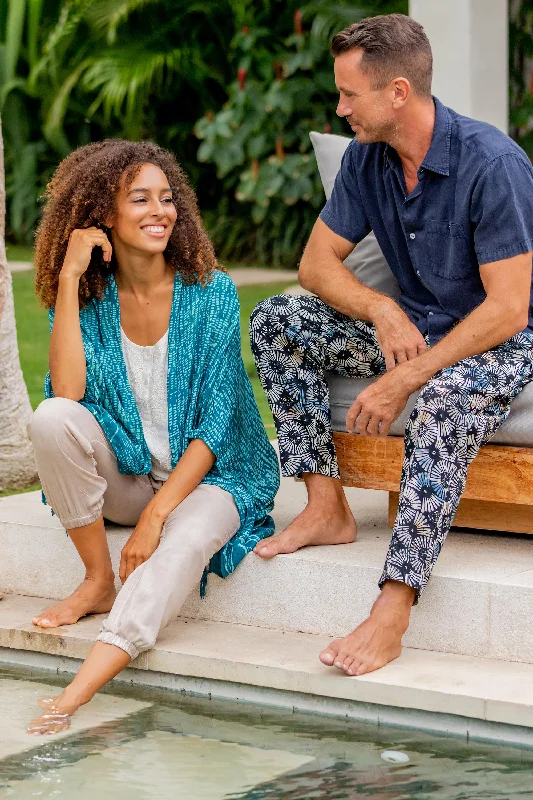 Sea Sponge Breezy Rayon Kimono with Batik Design Traditional Women's 
