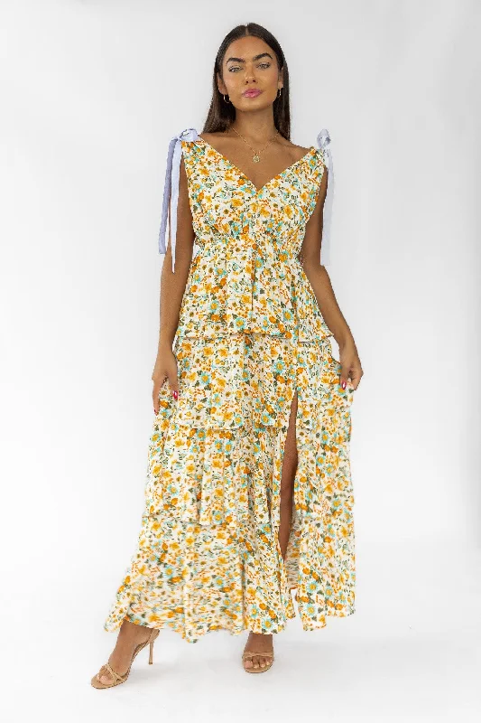 Shaina Cream Floral Maxi Dress - Final Sale purpose