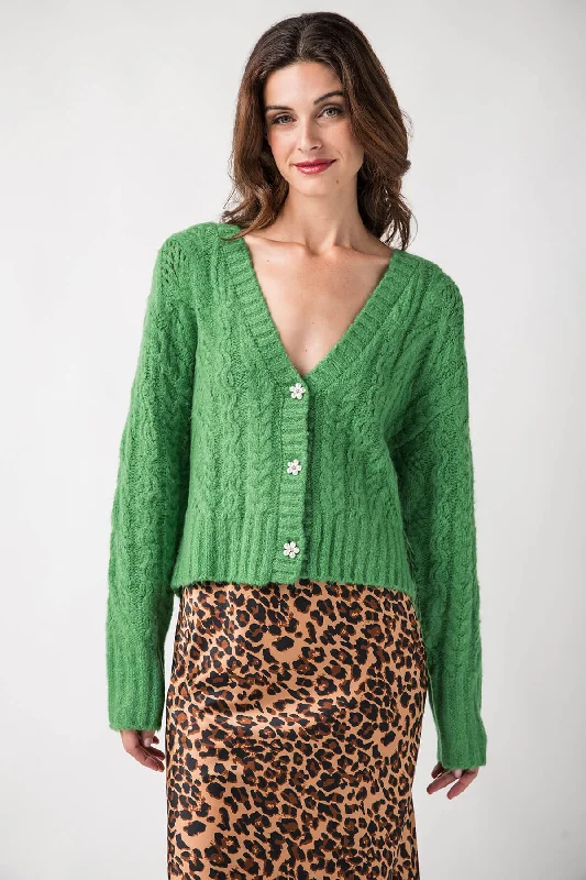 Skies Are Blue Jewel Button Detail Cardigan Dynamic Women's High - energy