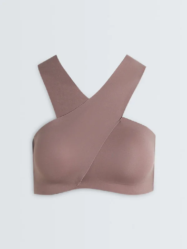 Superstar Dull Pink Halter Neck Invisible Bra Stylish Women's Tropical 