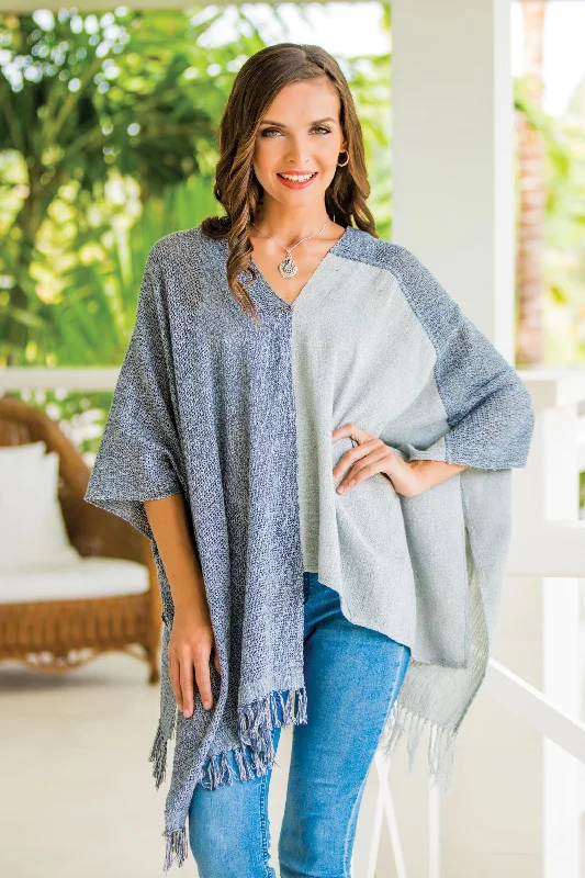 Textures of Guatemala Guatemalan Handwoven Natural and Recycled Cotton Poncho Bohemian Women's Free Textures of Guatemala Guatemalan Handwoven Natural and Recycled Cotton Poncho Bohemian Women's Free