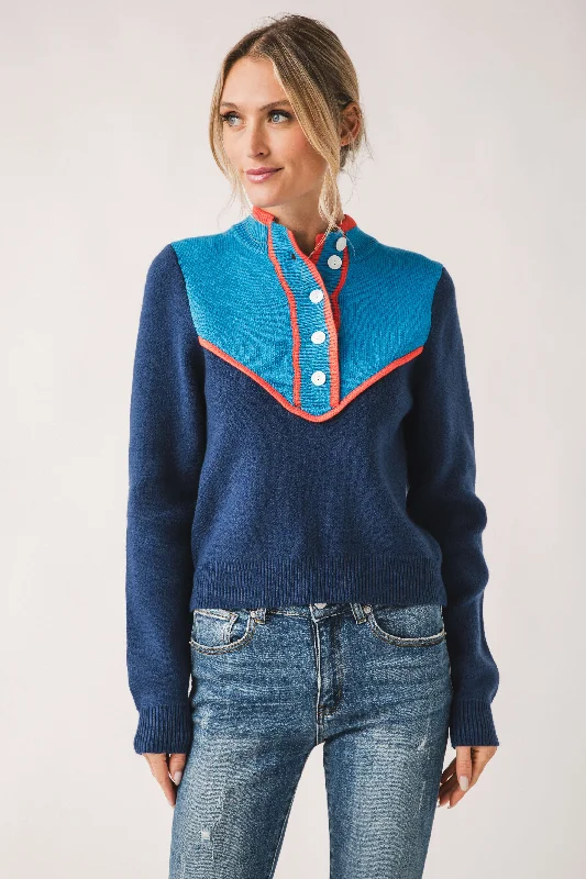 THML Contrast Trim Sweater Casual Women's Loose - fitting