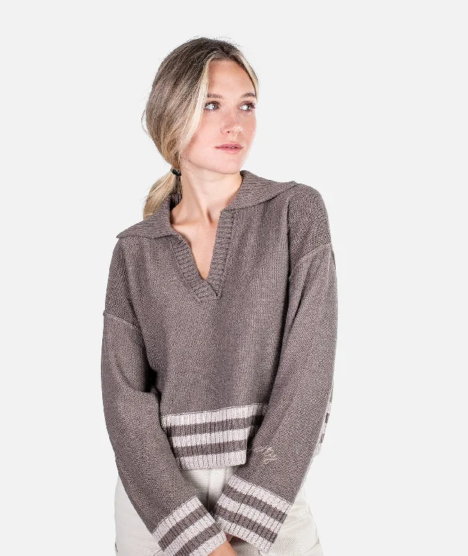 Tybee Henley Sweater - Brown Unique Women's Upcycled