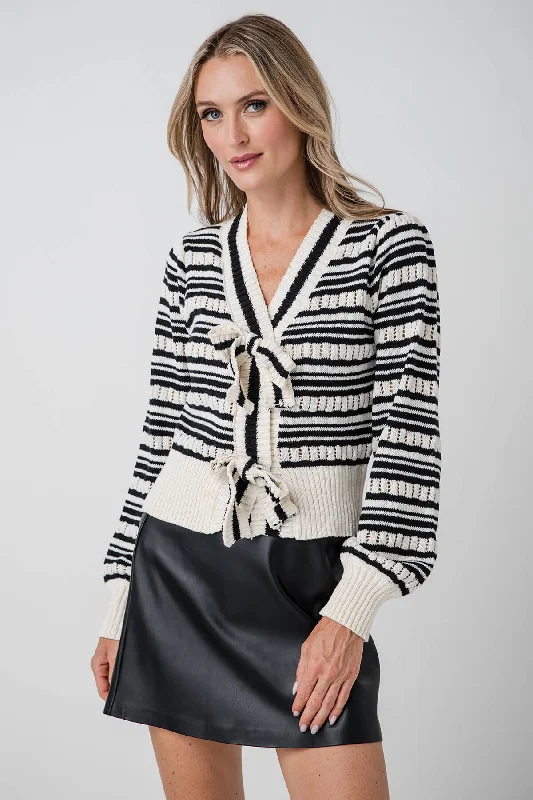 Urban Daisy Sandie Striped Bow Cardigan Edgy Women's Punk