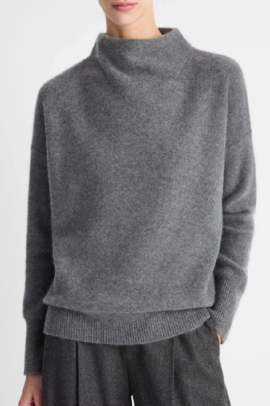 VINCE Plush Cashmere Funnel Neck Sweater Relaxed Women's Beachy