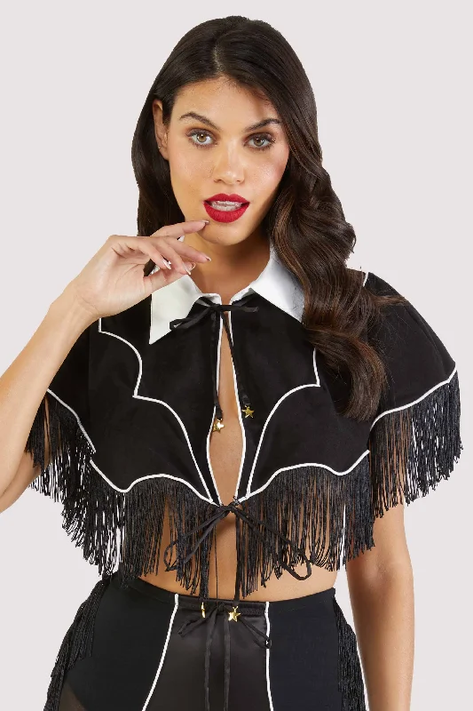 Billie Western Cowboy Fringe Cape Polished Women's Silk
