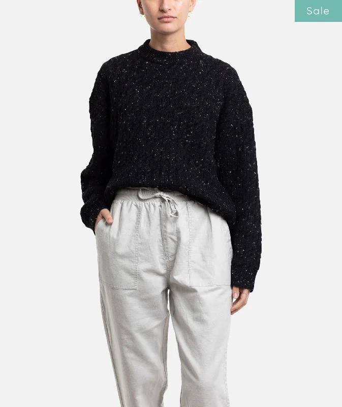Wharf Cable Knit Sweater - Black Laid - back Women's Vibe