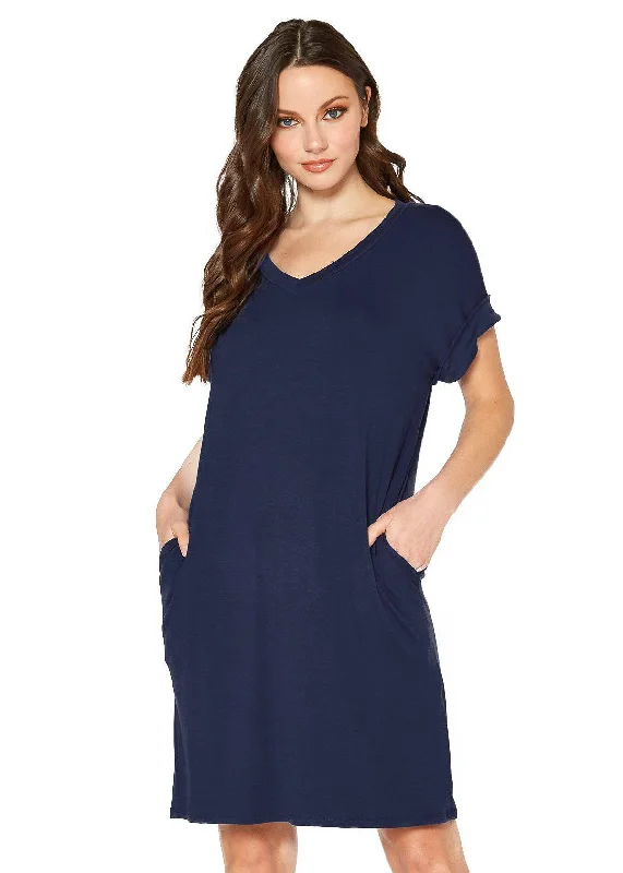 Women's Round Neck T-shirt Dress With Pocket Bohemian Women's Free