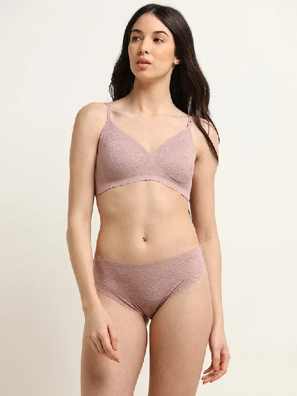 Wunderlove Brown Invisible Lace Brief Sleek Women's 
