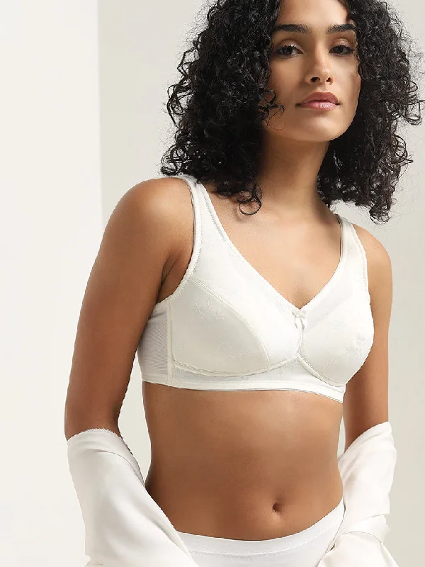Wunderlove Ivory Jacquard Embroidered Padded Bra Modern Women's 
