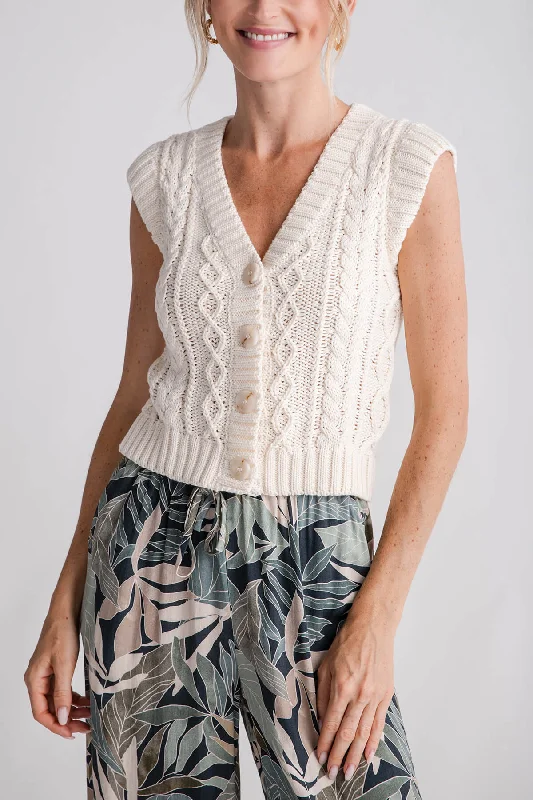 Z Supply Set Adrift Sweater Vest Bold Women's Animal Print