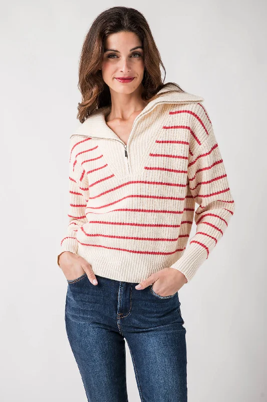 Z Supply Villa Half Zip Sweater Dapper Women's 1920S