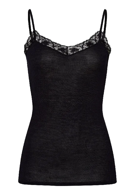 Woolen Lace Camisole | Black 70970-019 Cozy Women's Winter