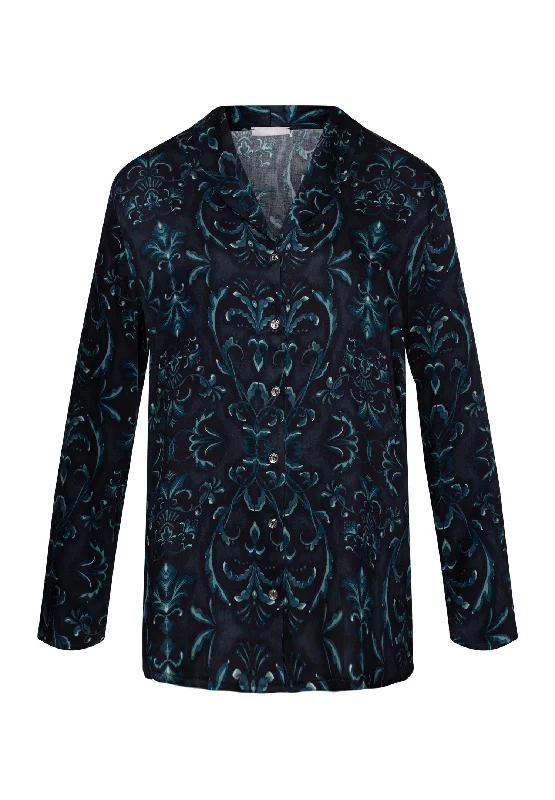Marlene Collared Button Front Shirt | Glowing Damask 74838-2163 Elegant Women's 
