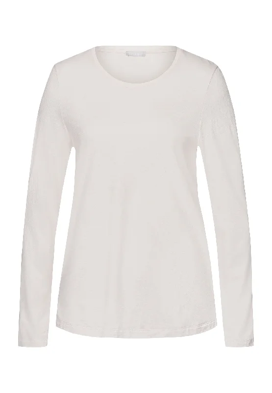 Sleep And Lounge Relaxed Round Neck Top | Rose Cream 74844-1393 Sleek Women's Metallic