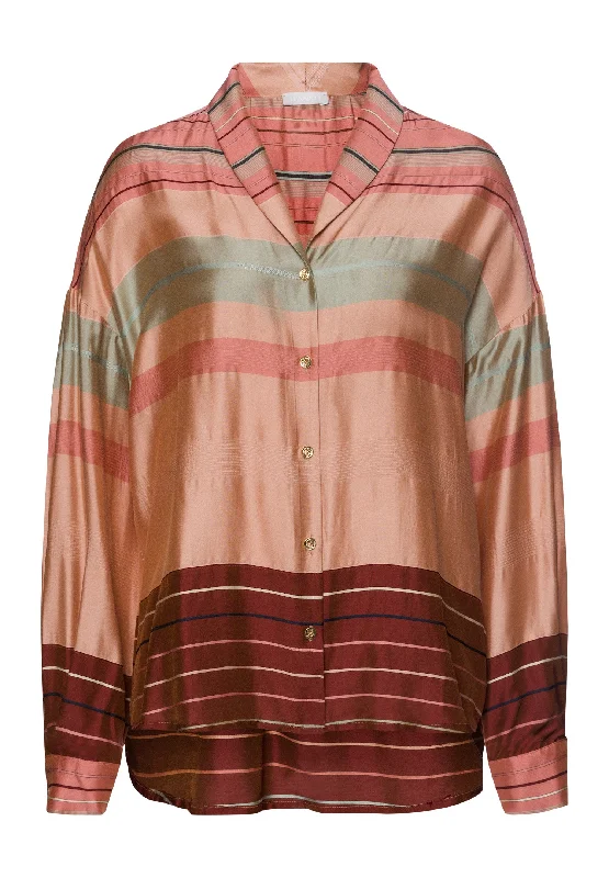 Hannah Long Sleeve Shirt | Earth Tanned Stripe 74858-2166 Polished Women's Silk