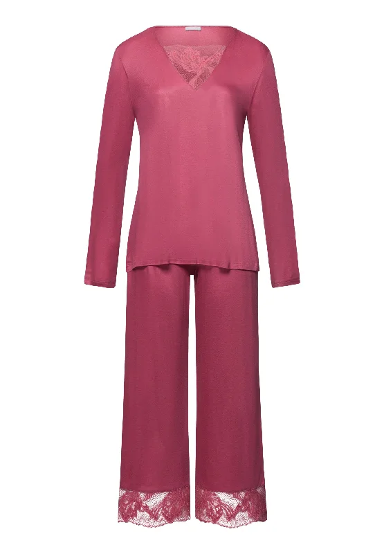 Eva Lace Accented Crop Pajama Set | Rose Wine 74887-2414 Street