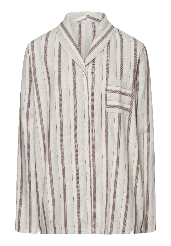 Loungy Nights Cotton Shawl Collar Shirt | Meraki Stripe 74967-2165 Compression