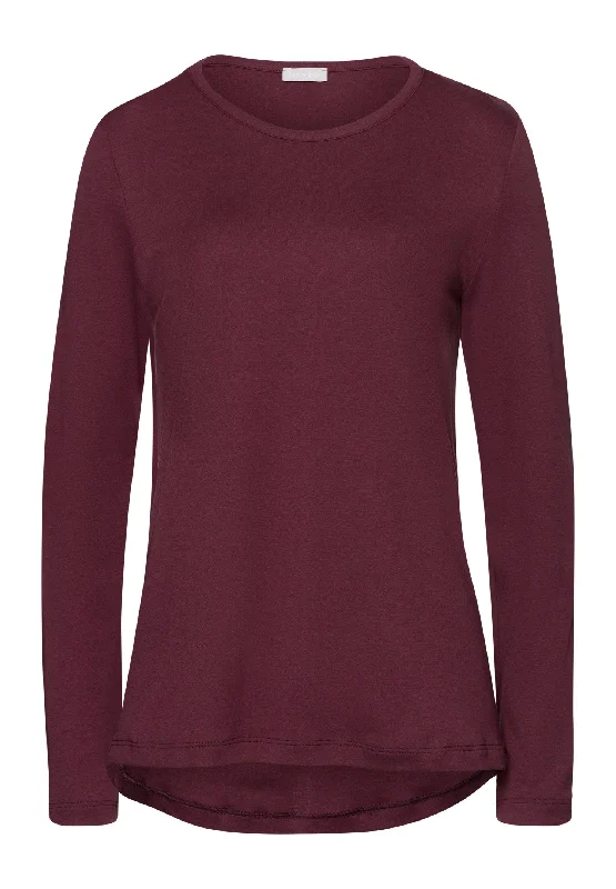 Loungy Nights Relaxed Round Neck Cotton Top | Deep Maroon 76491-2483 Classic Women's Pin - striped