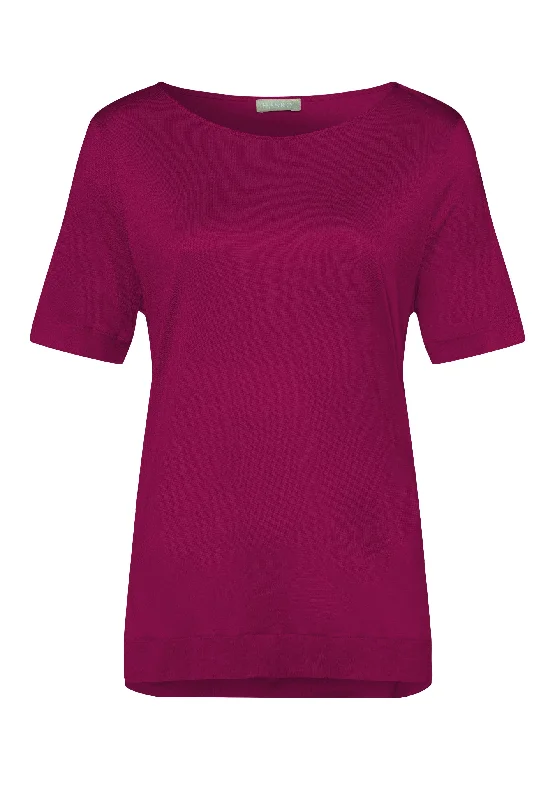 Aba Flowy Round Neck Top | Amaranth 76764-1471 Youthful Women's Pop
