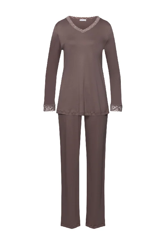 Moments Lace Trim Cotton Pajama Set | Stonewash 77041-2756 Relaxed Women's Beachy