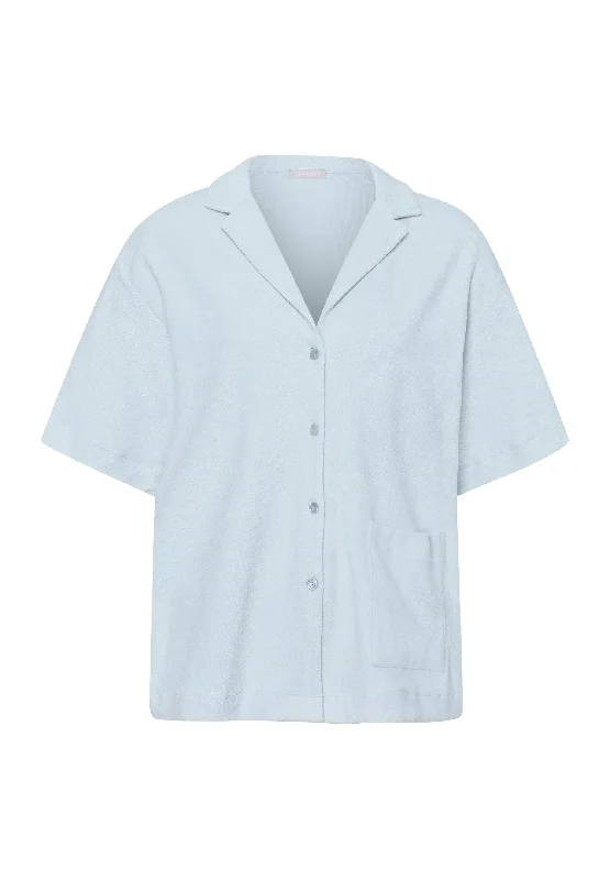 Sleep And Lounge Notch Collar Cotton Shirt | Misty Blue 77720-2518 Artistic Women's Avant - 