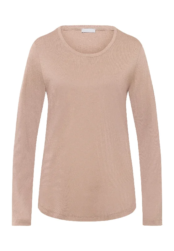 Sleep And Lounge Relaxed Round Neck Top | Mocha 77844-2819 Laid - back Women's Vibe
