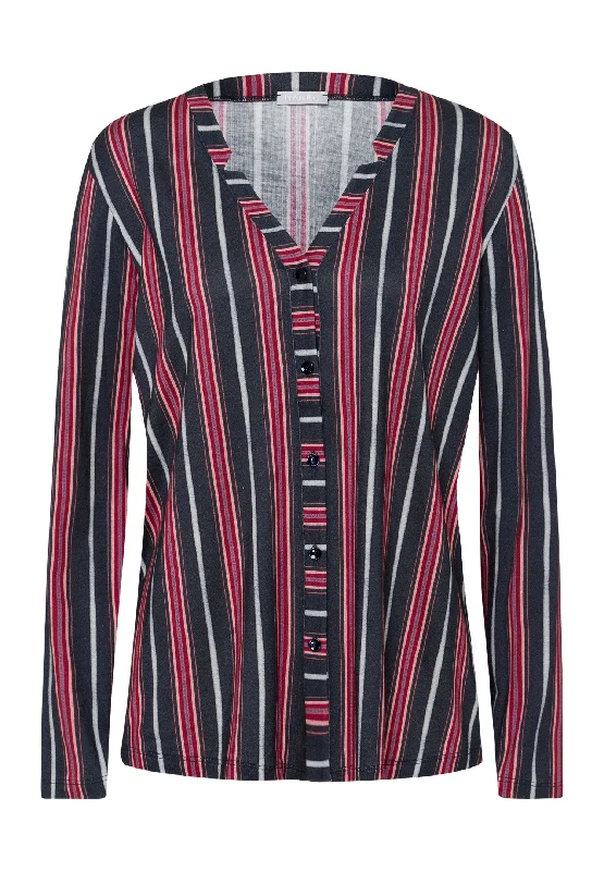 Sleep And Lounge Button Front Shirt | Marsala Stripe 77934-2984 Elegant Women's Formal 