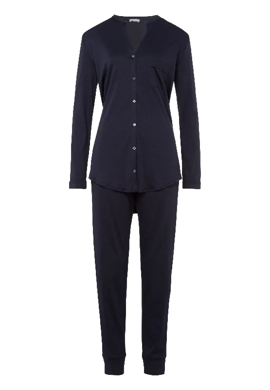 Pure Essence Button Front Soft Cotton Pajama Set | Black 77949-019 Trendy Women's 
