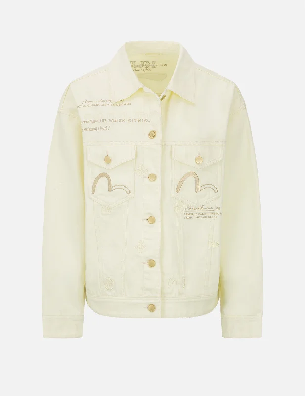 Allover Brand Elements Embroidery Denim Jacket Sporty Women's Tennis