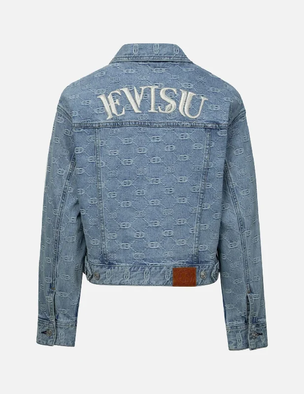Allover Logo and Seagull Embroidery Loose Fit Denim Jacket Confident Women's High - fashion