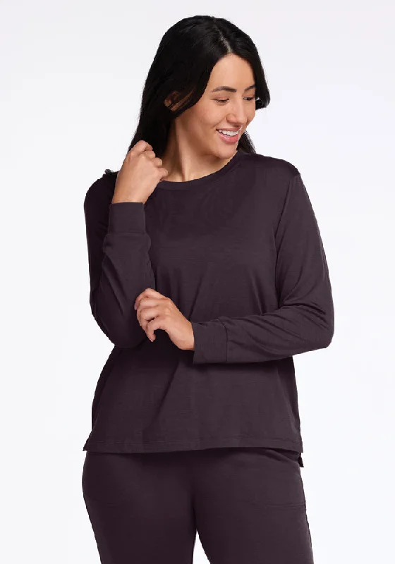 Ashlie Lounge Top - Chocolate Plum Contemporary 