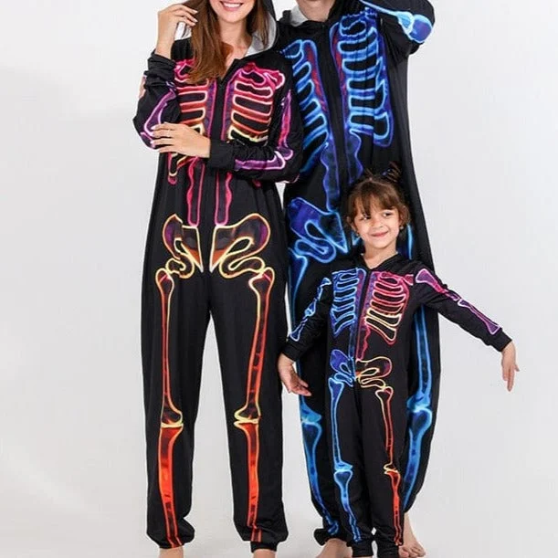 Colorful Skull Print Family Pajamas Confident Women's Power