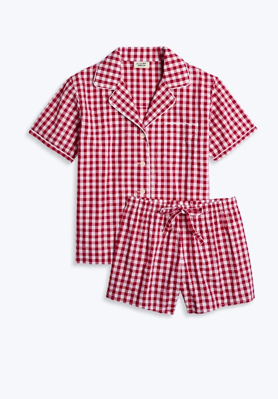 Corita Pajama Set in Large Red Gingham Stylish Women's Neon